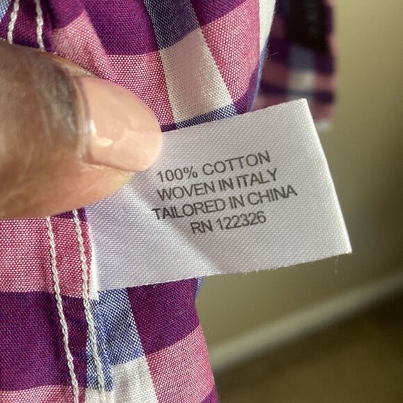 J. Hilburn by Tessitura Monti Checkered Button Front Shirt M - Picture 6 of 8